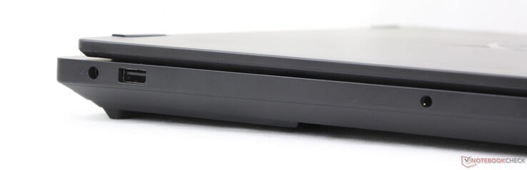 左侧:AC 电源适配器、USB-A (10 Gbps)、3.5 mm 耳机接口