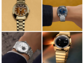 从左上到左下，顺时针方向（如图）依次为棕色表盘的 Q Timex 1972 Time Machine 复刻版、蓝色表盘的同款复刻版、Q Timex 1975 Enigma 复刻版以及 Timex x Peanuts Marlin Automatic。(图片来源：Timex - 编辑）