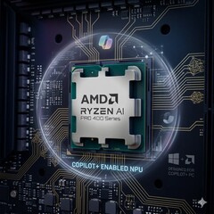 AMD Ryzen AI PRO 400 系列配备人工智能生成的 Copilot 主题背景。