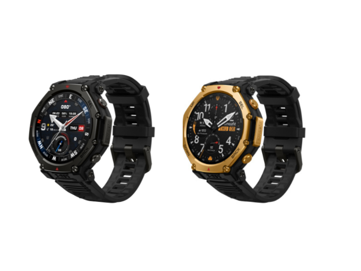 Amazfit T-Rex 3 Pro 48 毫米智能手表，有战术黑（左）和黑金（右）两种颜色。(图片来源：Shopee）