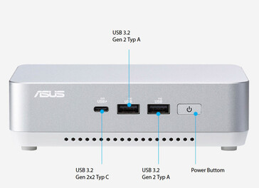 华硕 NUC 14 Pro+ 的外部连接--正面（来源：华硕）