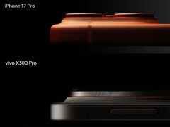 与 iPhone 17 Pro 相比，vivo X300 系列似乎拥有更圆润的摄像头凹凸。图为：X300 Pro与iPhone 17 Pro的对比照片。(图片来源：韩博晓）