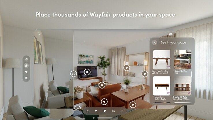 使用 Vision Pro 重新布置和更新您的房间。(来源：Wayfair）