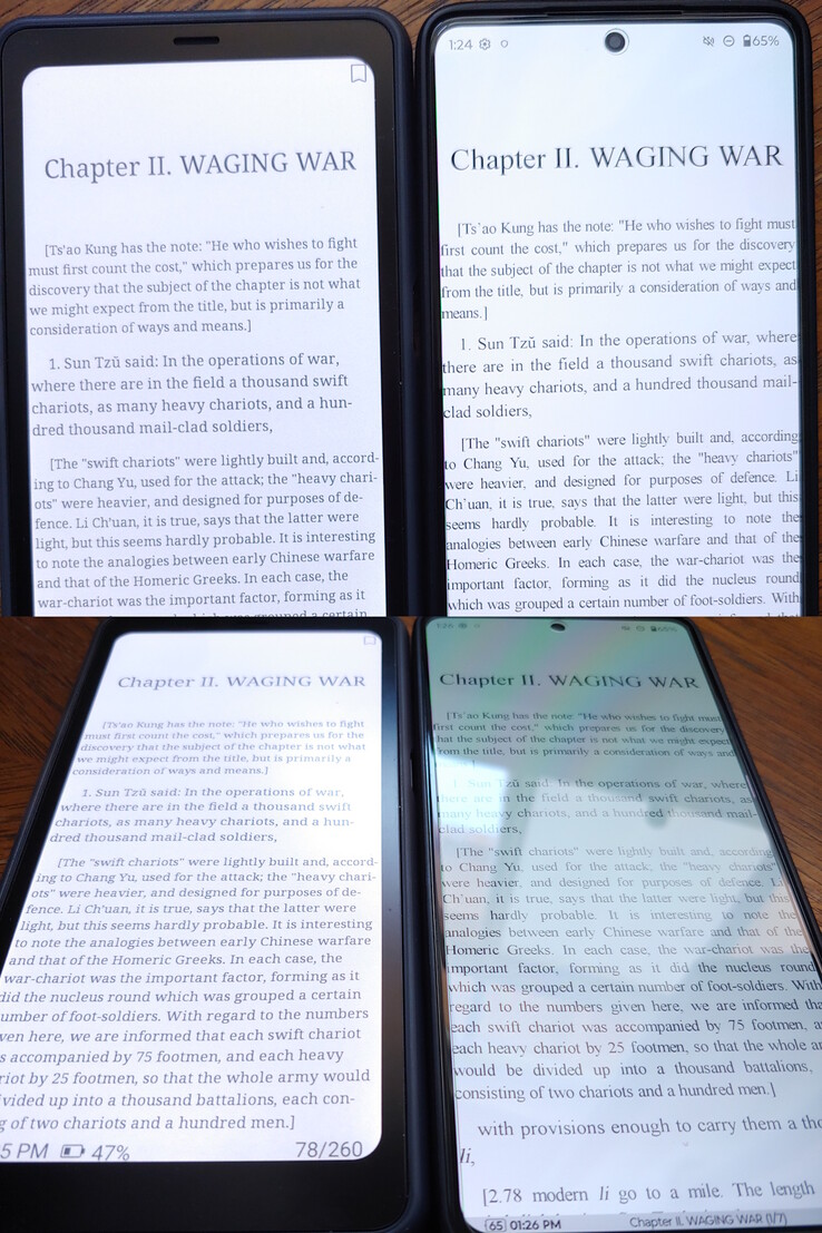 Kaleido 3 与 OLED 的对比。阴影窗口