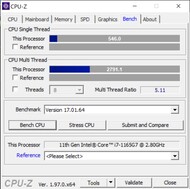 CPU-Z。基准测试