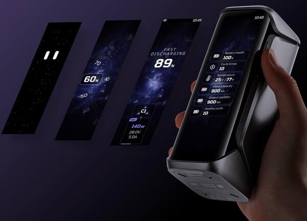 Rapid Pro X 的 3.9 英寸屏幕可显示充电信息、自定义文本和图像以及动画。(图片来源：EcoFlow）