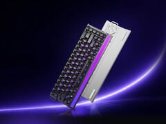 Legion R9 提供定制版和非定制版 Huano Classic HiFi Latte 轴体可选。图示:展示键盘设计的宣传图片。
