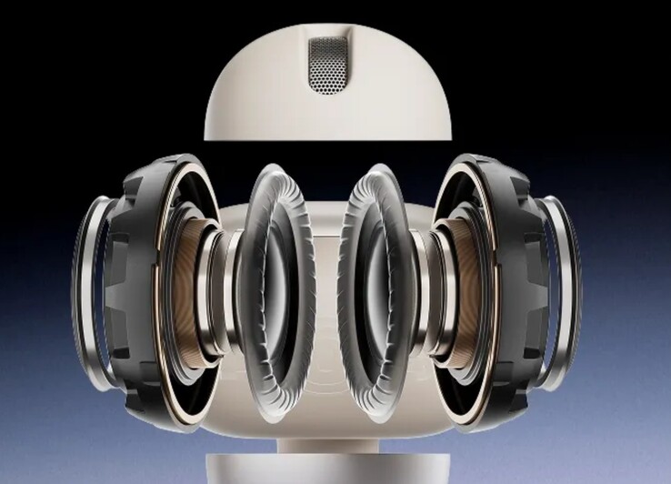 每个 Shokz OpenDots ONE 耳塞都采用双驱动器 Bassphere 技术，可重现强劲的杜比音效。(图片来源：Shokz）