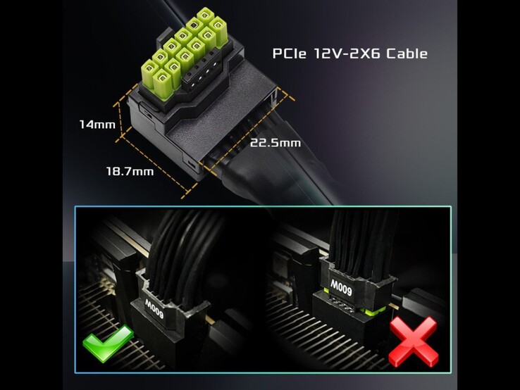 全新 12V-2x6 线缆的尺寸。(图片来源：华擎）