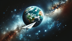 从国际空间站发射的纸飞机在重返地球大气层时幸存下来，但在到达地面之前已经烧毁。(图片来源：DallE3）