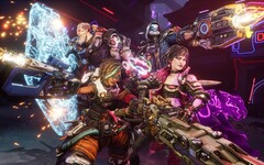 边陲 4》金库猎人背靠背站立，枪林弹雨中战斗