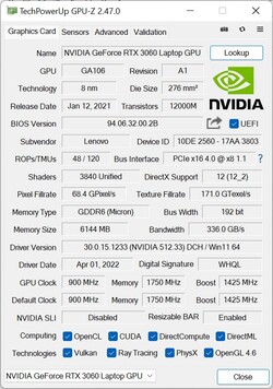GPU-Z NvidiaGeForce RTX 3060
