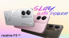 Realme P3 5G 有太空银、彗星灰和星云粉三种配色（图片来源：Realme）