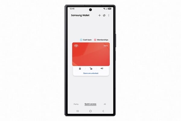 三星钱包上的丰田数字钥匙用户界面。(图片来源：三星）