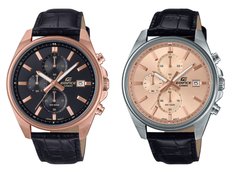 从左至右：卡西欧 Edifice EFV-610ECL-1A 和 EFV-610EL-5A 手表。(图片来源：卡西欧）