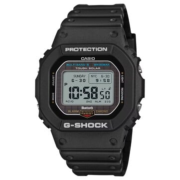 卡西欧 G-Shock GW-BX5600-1A1 数字手表,采用黑色树脂表壳和表带,配备高对比度的负显 MIP 显示屏。