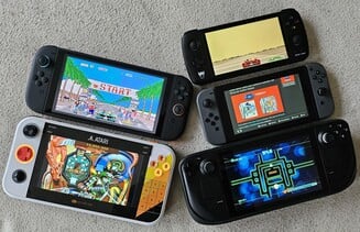 Gamestation Go 与 Switch 2、Ayn Odin、Switch 1 和 Steam Deck 的尺寸对比（从左上到右下，图片来源：Marc Zander，Notebookcheck）