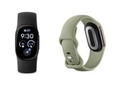 黑曜石色和橄榄绿色的 Fitbit Edge。
