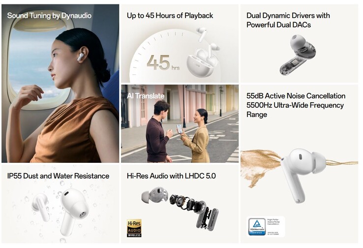 Enco X3s 无线耳机采用双驱动单元,通过 LHDC 5.0 提供高保真音频(图片来源:Oppo)