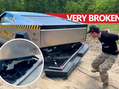 WhistlinDiesel 在评测过程中对他的 Cybertruck 造成了严重损坏，但这并不全是他的错。(图片来源：YouTube 上的 WhistlinDiesel）