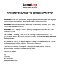 GameStop 对 X 的讽刺宣言截屏（图片来源：GameStop X）
