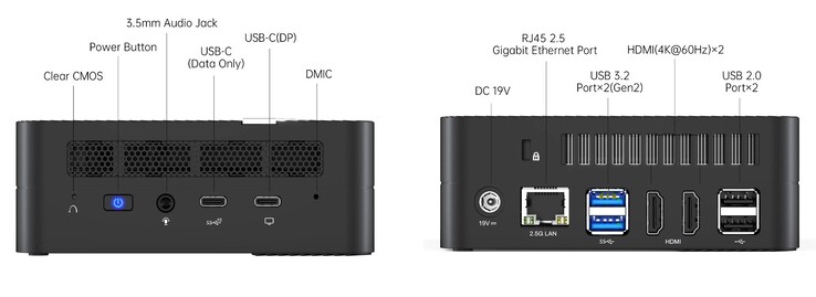 Minisforum Venus系列UM560 XT的外部端口（来源：Minisforum）