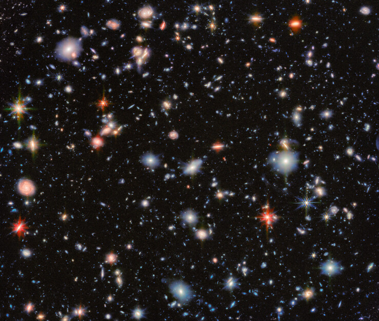 JWST 拍摄到的最新、最清晰的 HUDF 图像（图片来源：NASA、ESA 和 CSA）