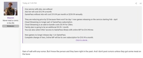 泄露的 Xbox Game Pass 变更内容如下