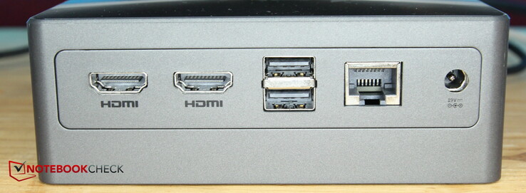 背面：2 个 HDMI、2 个 USB 2.0、局域网、电源