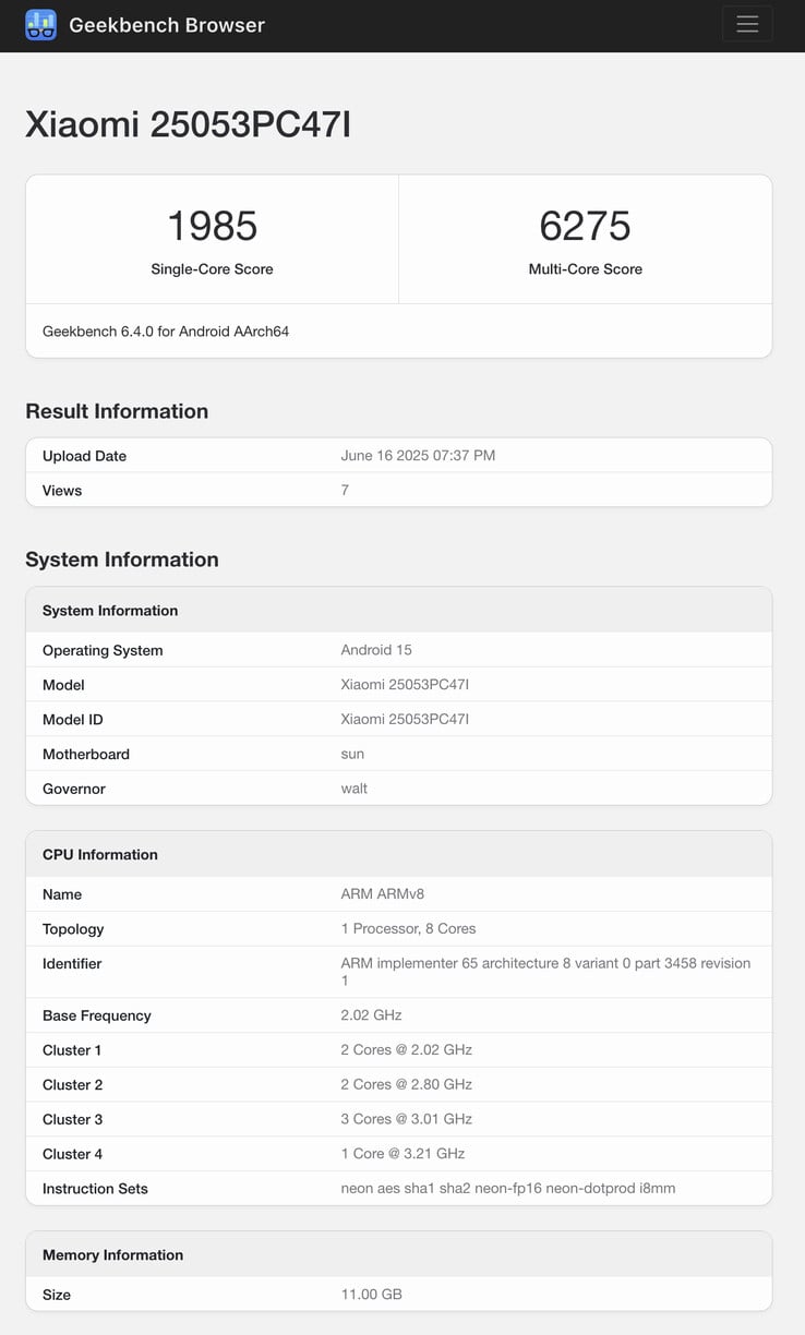 (图片来源：Geekbench）