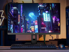 焕然一新的 ROG Strix XG27UCS 可在 4K 160Hz 和 FHD 324Hz 模式之间切换。图：一张展示该游戏显示器设置的宣传图片。(图片来源：华硕）