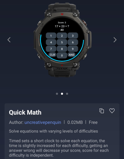 用于 Amazfit 智能手表的快速数学应用程序