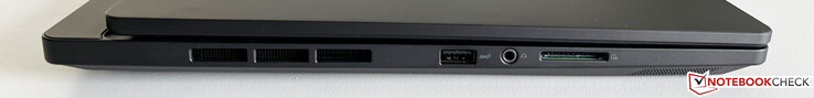 左边：USB-A 3.2 Gen.2（10 GBit/s），3.5毫米音频，SD读卡器
