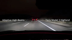 特斯拉 Model 3 上的自适应远光灯测试（图片：m.jr.88/YT）