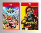 Switch 2 的首发游戏：马里奥卡丁车世界》和《赛博朋克 2077》（图片来源：Game UK、JB Hi-Fi，有编辑）