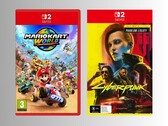 Switch 2 的首发游戏：马里奥卡丁车世界》和《赛博朋克 2077》（图片来源：Game UK、JB Hi-Fi，有编辑）