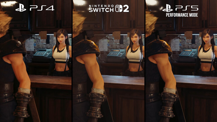 与 PlayStation 4 相比，Nintendo Switch 2 的大多数特效都比较出色，但与 PlayStation 5 相比，较低的阴影分辨率和绘制距离也是一个因素。[图片来源：Digital Foundry］