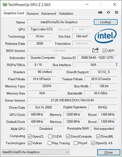 GPU-Z Iris Xe Graphics G7