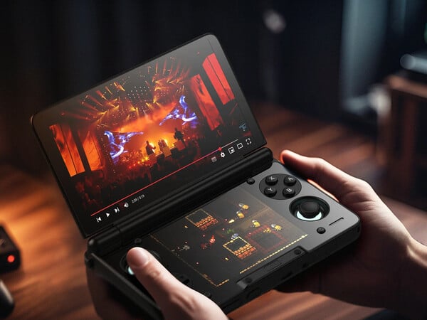 AYN Thor 采用蛤壳式设计和两个 OLED 显示屏。(图片来源：AYN）