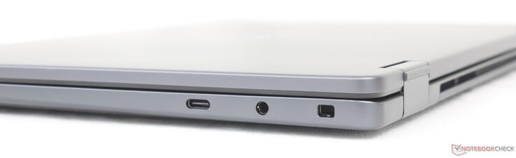正确:USB-C 3.2 Gen.2(20 Gbps)带 DisplayPort 1.4 + Power Delivery,3.5 毫米耳机接口,Noble 锁
