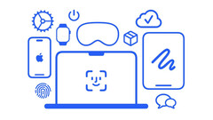 Apple 商店应用显示了带有 Face ID 图标的 MacBook 插图(图片来源: )Apple