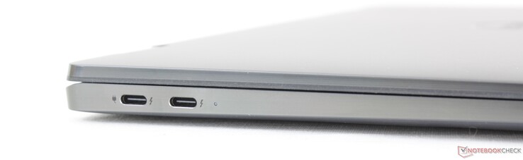 左边：2个USB-C 3.2 + Thunderbolt 4 + Power Delivery + DisplayPort