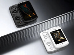 Anbernic RG Slide 利用弹簧导轨解决方案前后移动其 4.7 英寸显示屏。(图片来源：Anbernic）