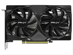 PNY RTX 5060 超频版配备双风扇散热器，采用全黑色设计。(图片来源：百思买）