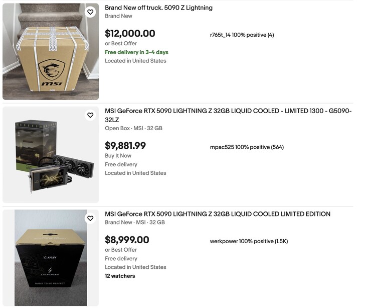 在 eBay 上，RTX 5090Lightning Z 的上市情况与人们想象的一样疯狂。