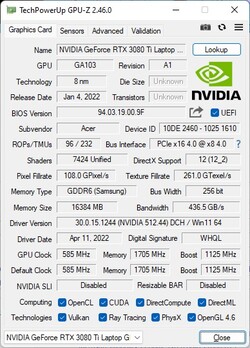 GPU-Z NvidiaGeForce RTX 3080 Ti