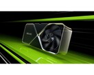 以黑色和绿色为背景的 Nvidia RTX 4090 显卡宣传图片。(图片来源：Nvidia）