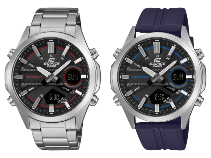 卡西欧 Edifice EFV-C120D-1A4（左）和 EFV-C120P-1A2（右）腕表。(图片来源：卡西欧）