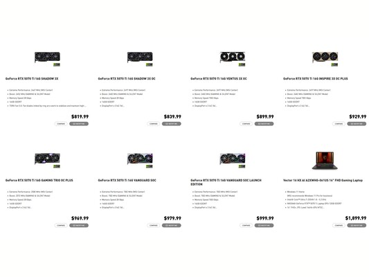 微星商城 RTX 5070 Ti 售价（图片来源：截图，微星商城）