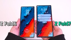 三星Galaxy Z Fold7 假人的上手视频，也直接与前代产品进行了对比。(图片来源：TheSinza，Youtube）